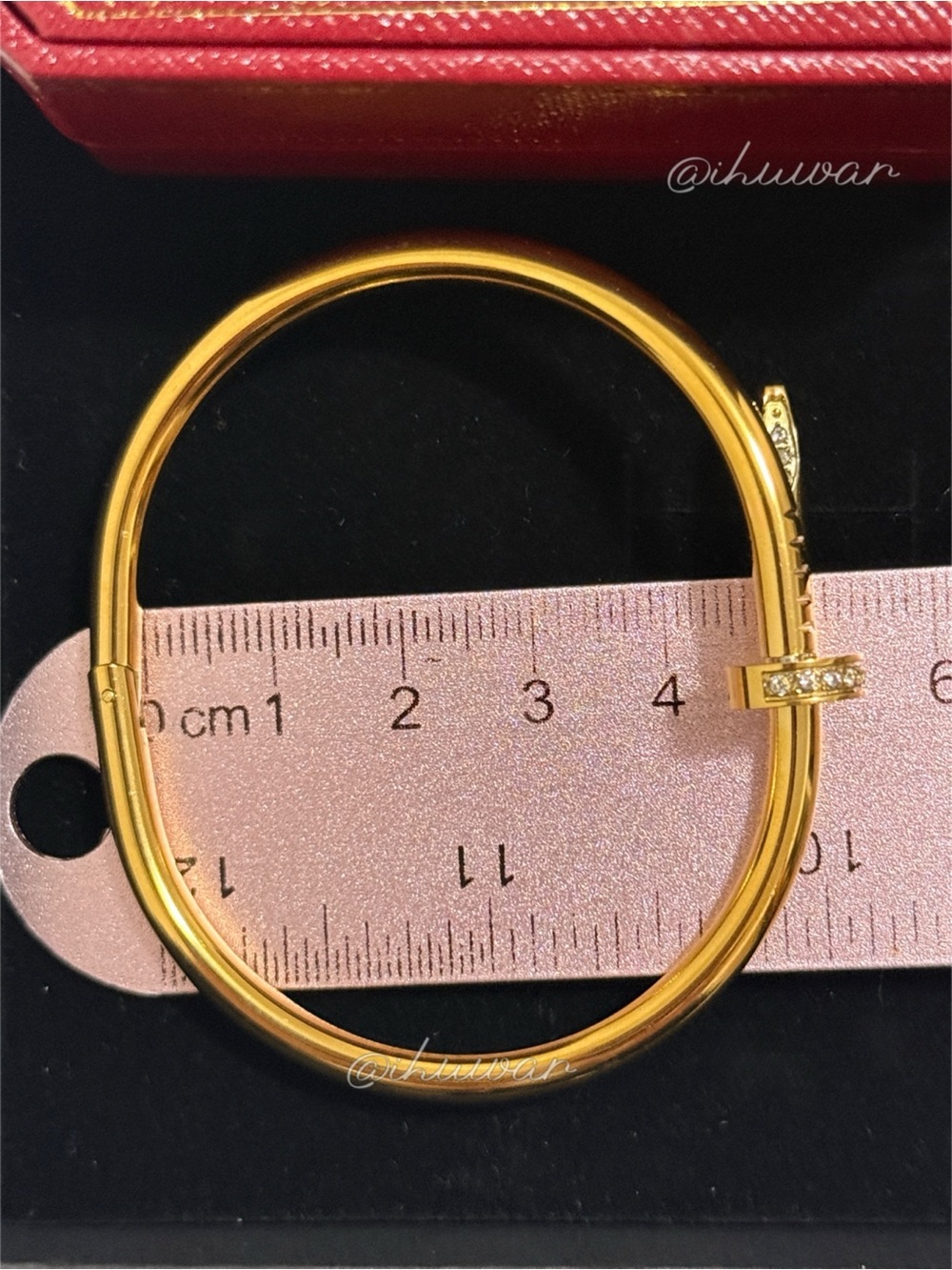Nail Bangle Bracelet 18k Gold Plated Unisex CZ Pave - Picture 7 of 13